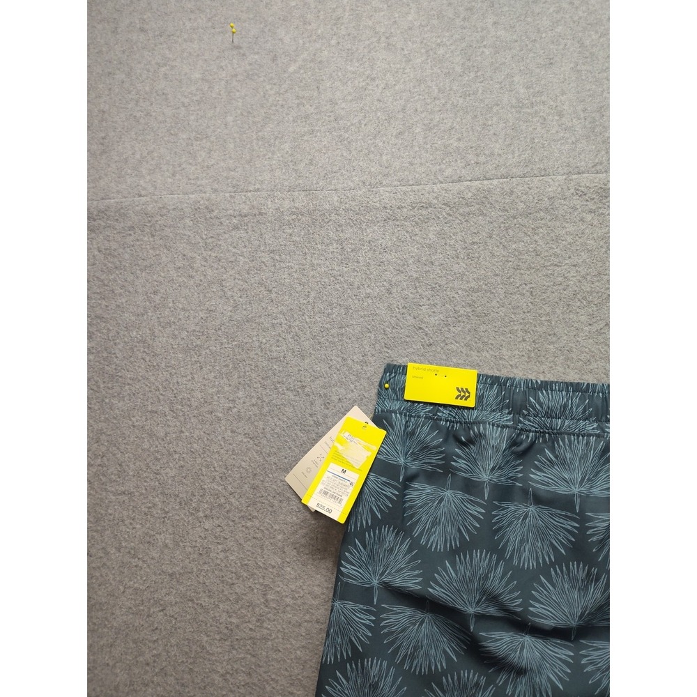 All In Motion Men Short M Blue Palm Print Elastic Waist Mid Rise Pull On Casual - Picture 11 of 16